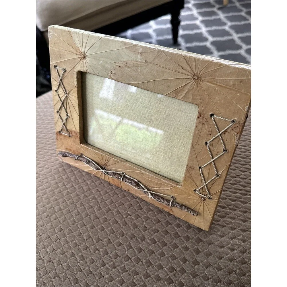 Rustic Photo Frame Natural Materials farmhouse Cabin 5x7 For 4x6 Image New READ